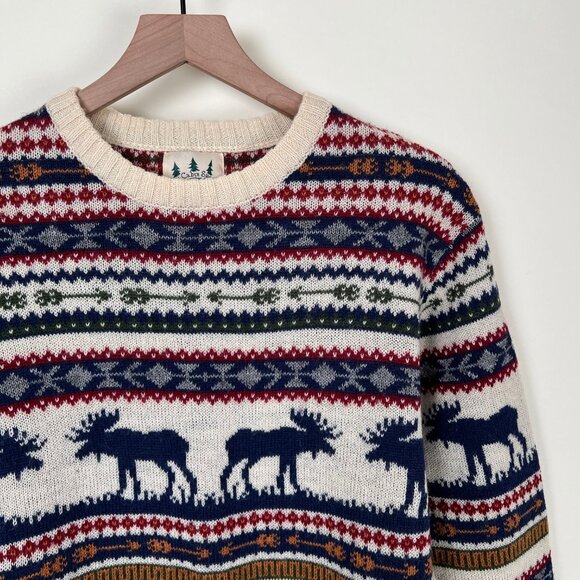 Kiel James Patrick The Great Moose Sweater Christmas Winter Wool Blend Fair Isle - Picture 7 of 11